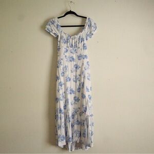 Hollister White Maxi Dress with Blue Floral Print